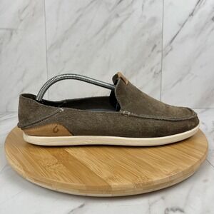 Olukai Nalukai Kala Slip on Mens Size 9.5 Gray Suede Casual Loafers Shoes 10409